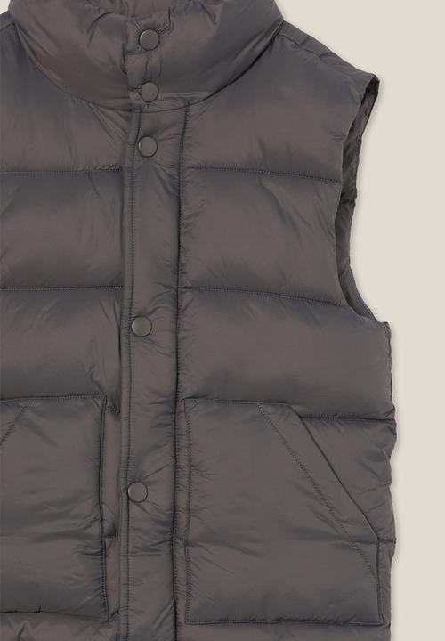 Cotton On - Lenny longline puffer vest - rabbit grey core