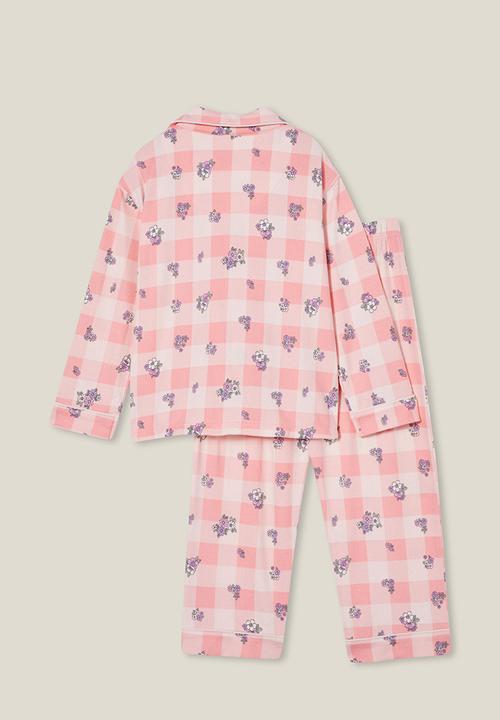 Cotton On - Laila long sleeve pyjama set - coral dreams/ava ditsy gingham