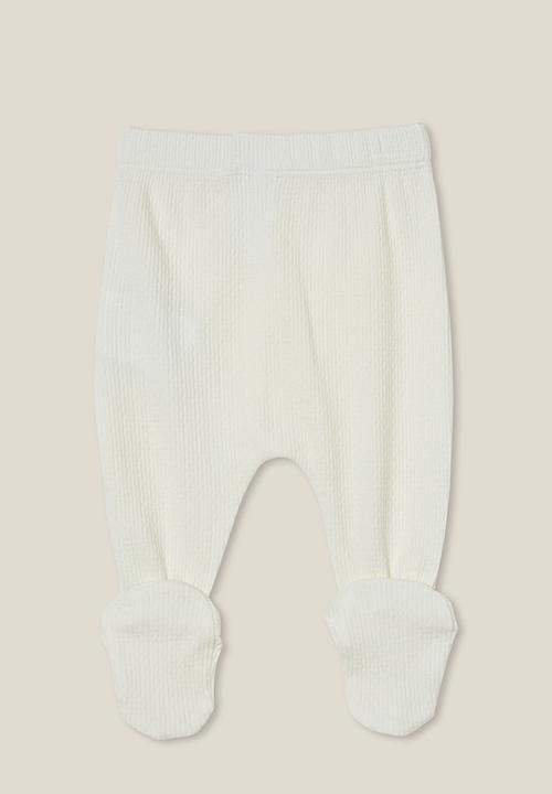 Cotton On - Organic newborn pointelle footed legging - milk
