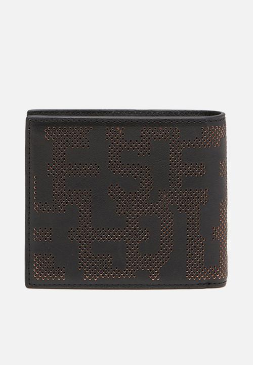 Diesel  - Pc Monogram Bi-Fold Coin S 3D Wallet - Black
