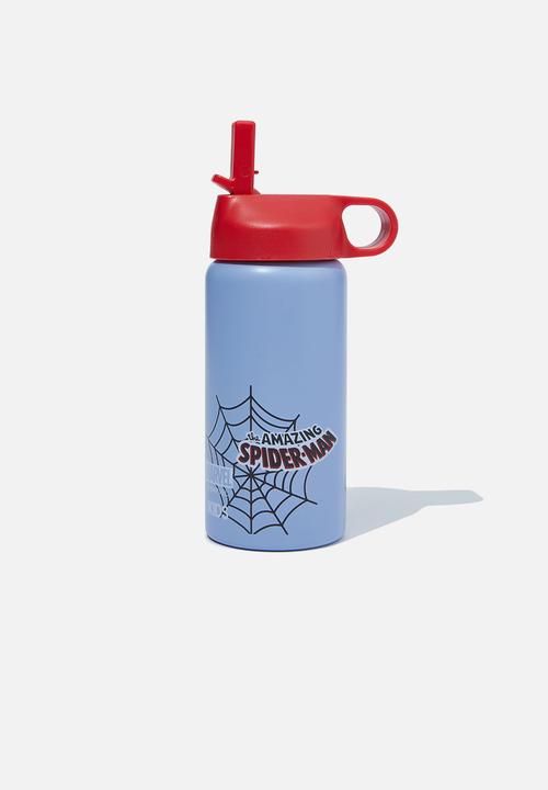 Cotton On - Kids metal drink bottle - lcn mar spiderman/dusty blue