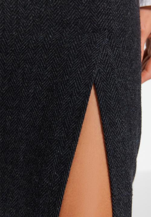 Trendyol - Black Stamp Midi Skirt - Black