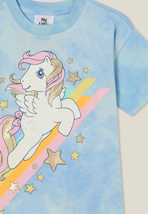 Cotton On - License drop shoulder short sleeve tee - lcn has my little pony/dusk blue tie dye
