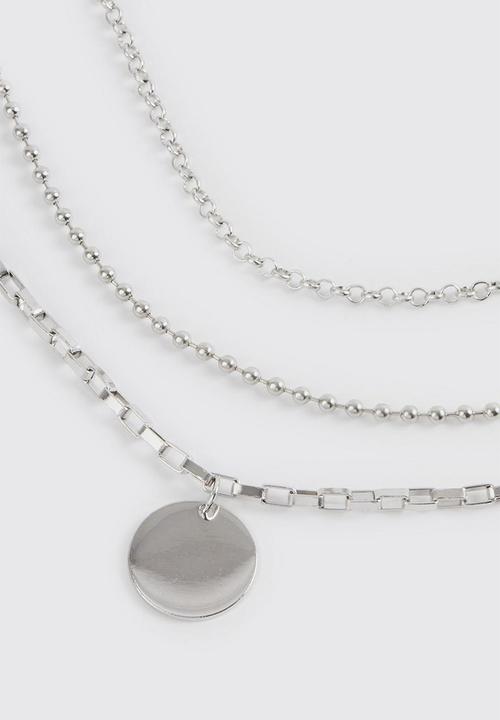 boohooMAN - Multi layer pendant necklace - silver
