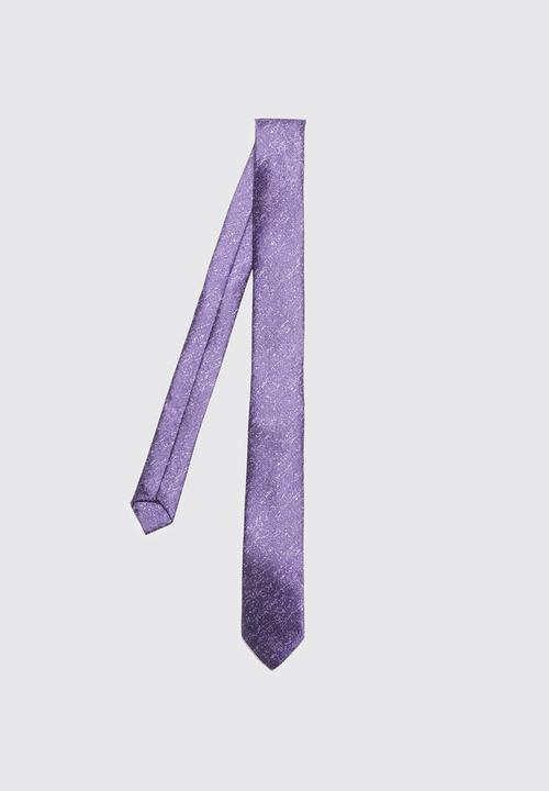 boohooMAN - Textured jacquard slim tie - lilac