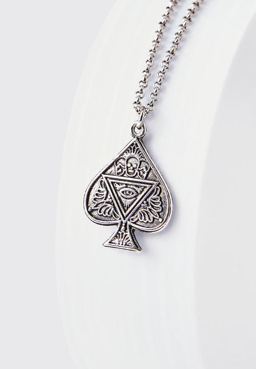 boohooMAN - Ace of spades pendant necklace - gun metal
