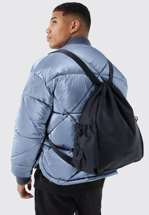 boohooMAN - Nylon ruched back pack - black
