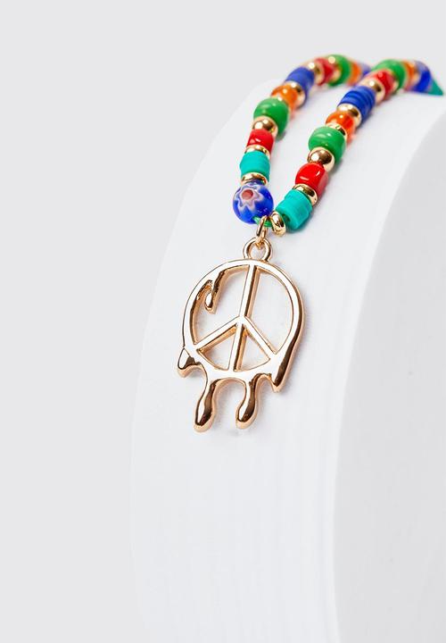 boohooMAN - Multi beaded pendant necklace - gold