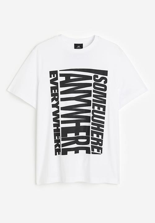 H&M - Regular fit printed t-shirt - white/anywhere