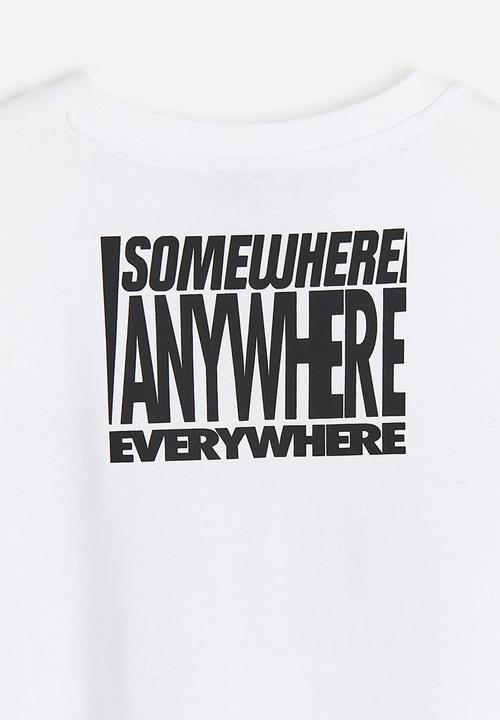 H&M - Regular fit printed t-shirt - white/anywhere