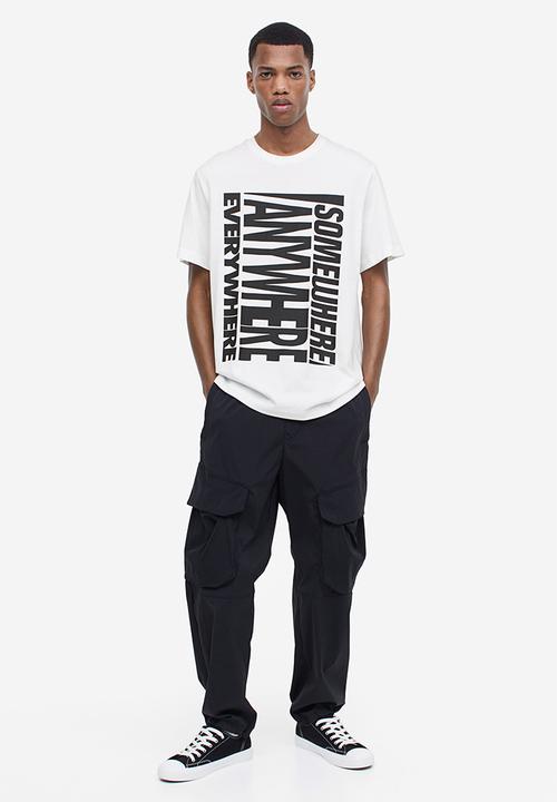 H&M - Regular fit printed t-shirt - white/anywhere