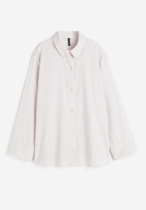 H&M - Linen-blend shirt - light purple striped
