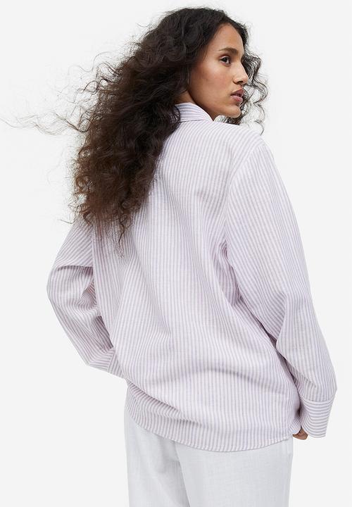 H&M - Linen-blend shirt - light purple striped