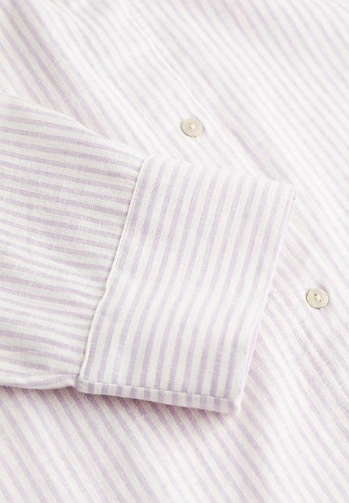 H&M - Linen-blend shirt - light purple striped