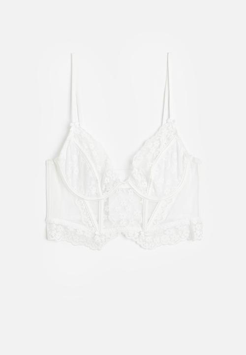 H&M - Non-padded lace bustier - white