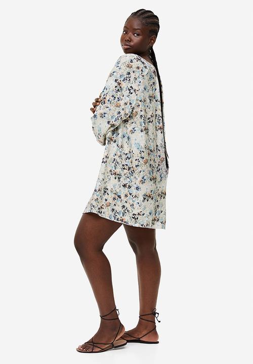 H&M - Oversized dress - Light beige Patterned
