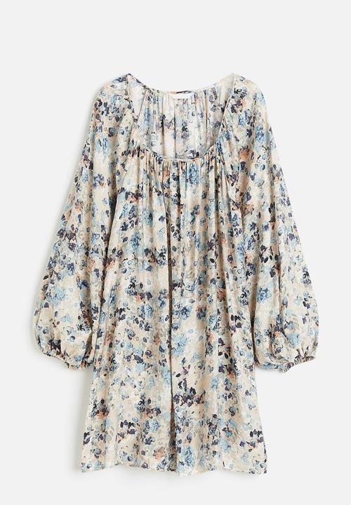 H&M - Oversized dress - Light beige Patterned