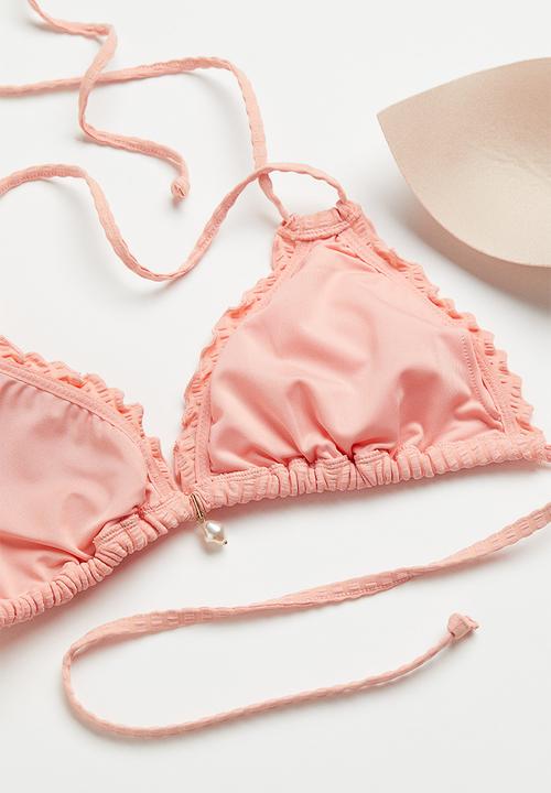 H&M - Padded triangle bikini top - peach pink