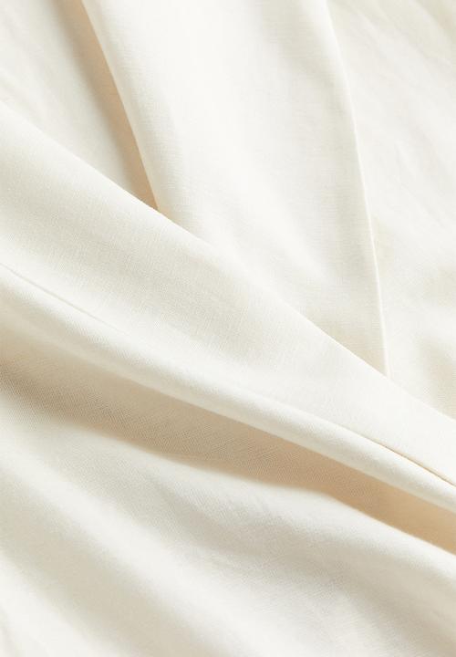 H&M - Linen-blend wrap dress - white
