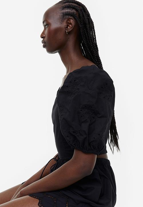 H&M - Puff-sleeved blouse - black