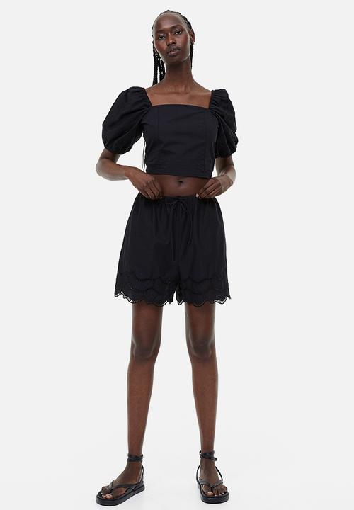 H&M - Puff-sleeved blouse - black