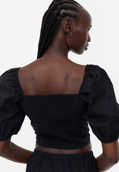 H&M - Puff-sleeved blouse - black