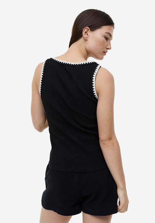 H&M - Ribbed vest top - black