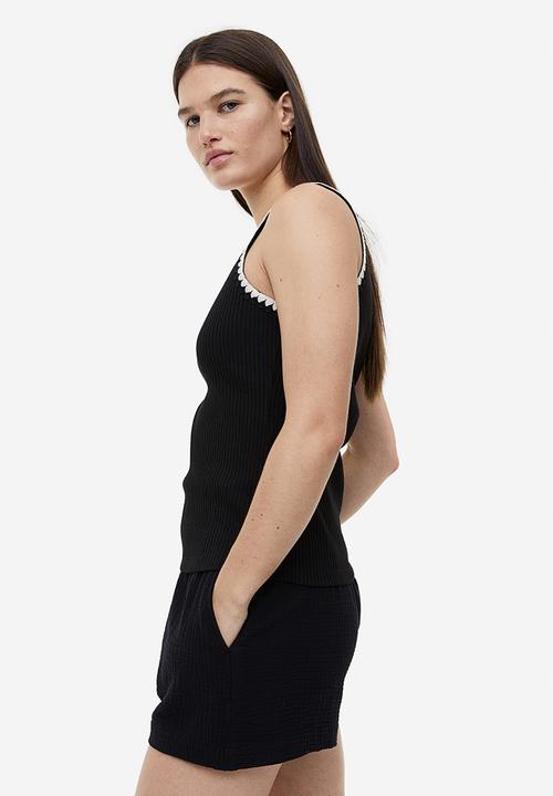 H&M - Ribbed vest top - black