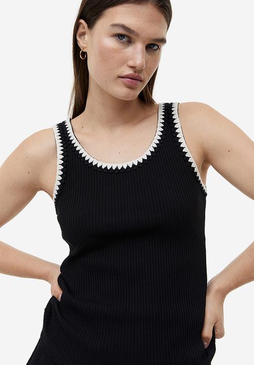 H&M - Ribbed vest top - black
