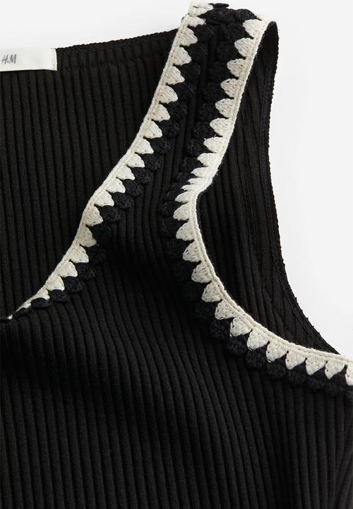 H&M - Ribbed vest top - black