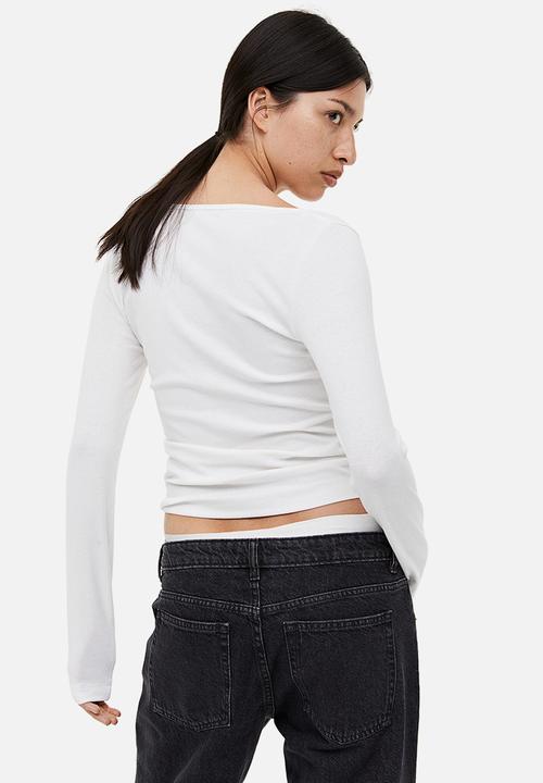 H&M - Ribbed modal-blend top - white