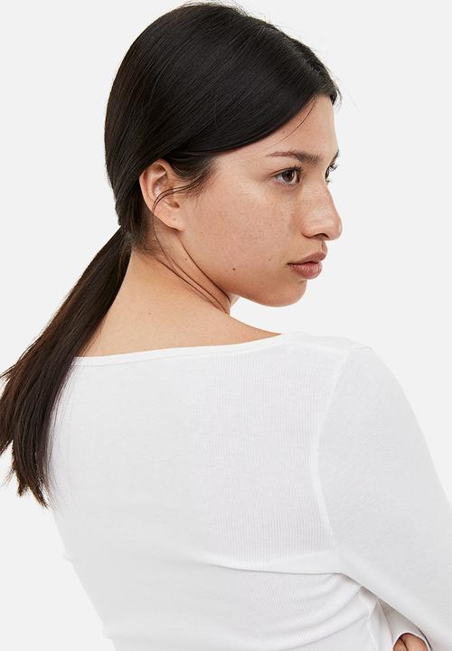 H&M - Ribbed modal-blend top - white