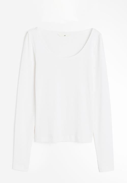 H&M - Ribbed modal-blend top - white