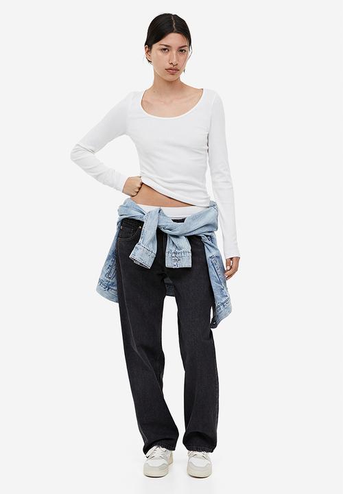 H&M - Ribbed modal-blend top - white
