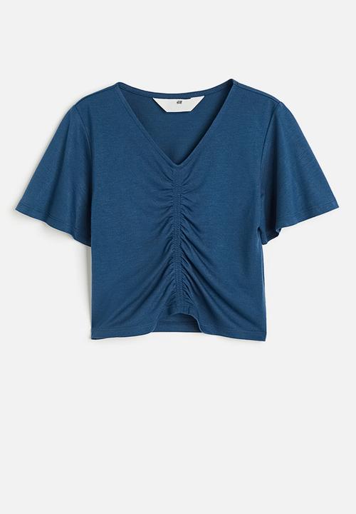 H&M - Ruched jersey t-shirt - dark blue