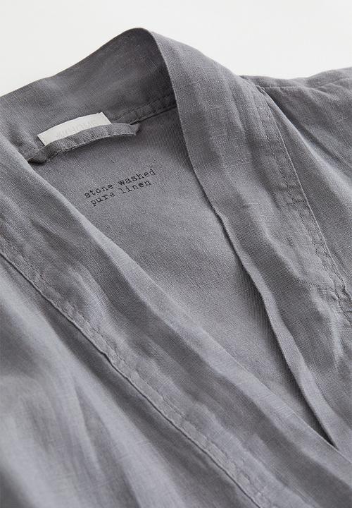 H&M - Washed linen dressing gown - grey