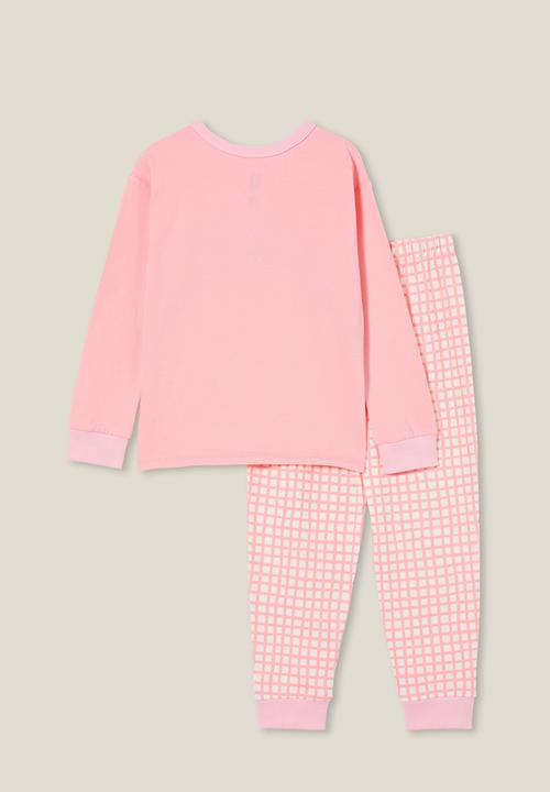 Cotton On - Ava long sleeve pyjama set - coral dreams/glitter rainbow