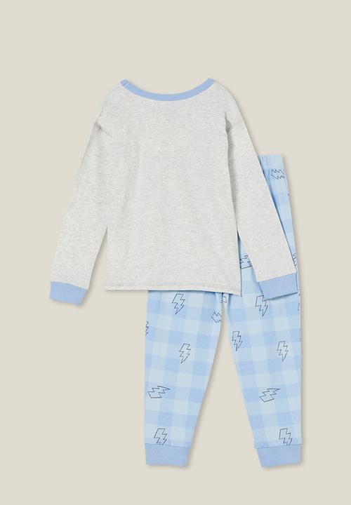 Cotton On - Ace long sleeve pyjama set - oatmeale marle/dino skate