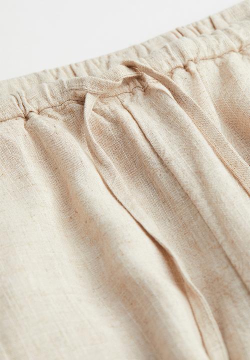 H&M - Wide linen-blend trousers - beige