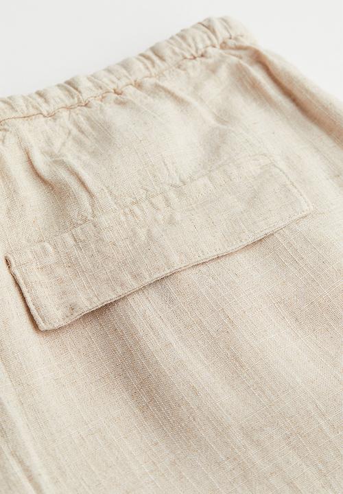 H&M - Wide linen-blend trousers - beige