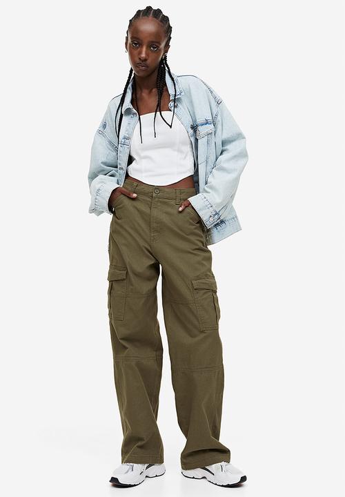 H&M - Twill cargo trousers - green