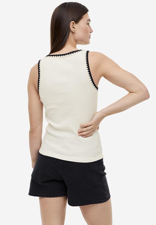 H&M - Ribbed vest top - cream 