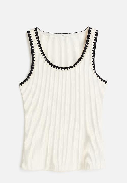 H&M - Ribbed vest top - cream 