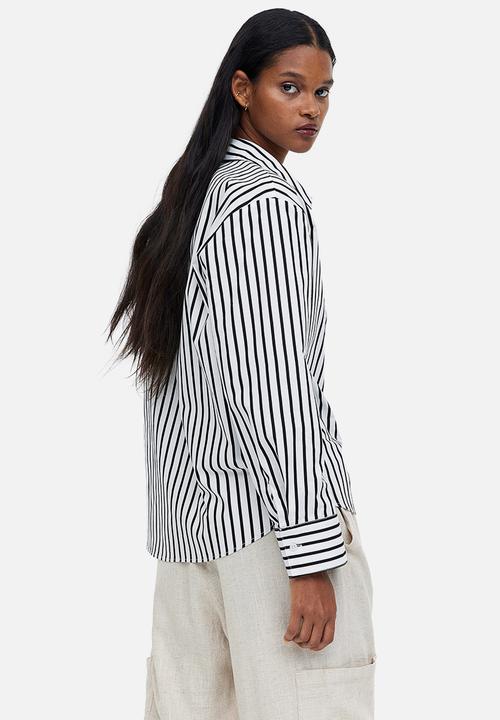 H&M - Cotton poplin shirt - white/striped