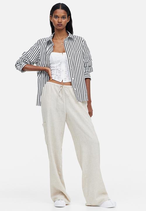 H&M - Cotton poplin shirt - white/striped