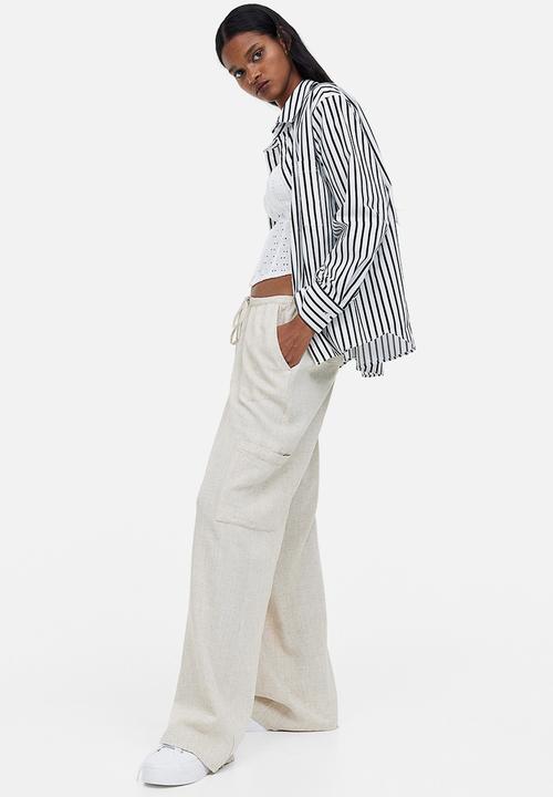 H&M - Cotton poplin shirt - white/striped