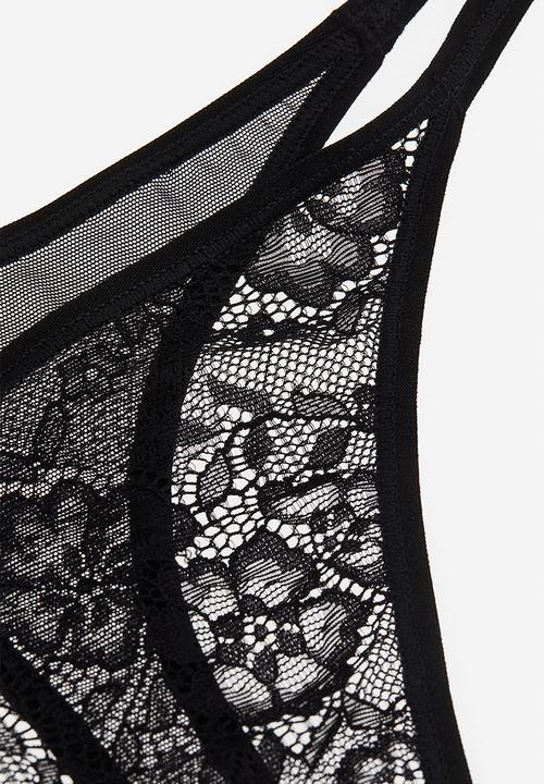 H&M - 3-pack lace thong briefs - black