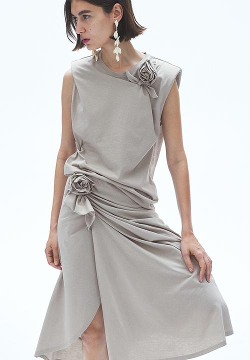 H&M - Appliquéd top - beige, grey