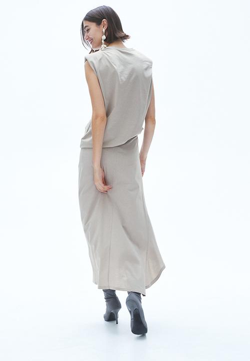 H&M - Appliquéd top - beige, grey
