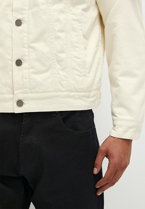 Superbalist - Sherpa lined denim trucker jacket - Ecru